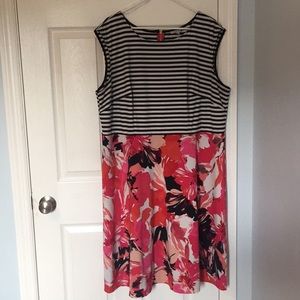 Striped floral sleeveless dress